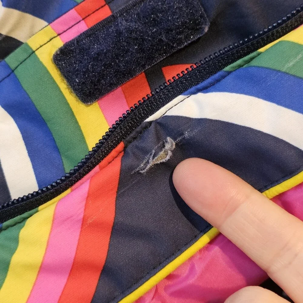 BODEN ALL WEATHER WATERPROOF‎ SKI SNOW COAT JACKET RAINBOW Sz 5-6 Removable Hood